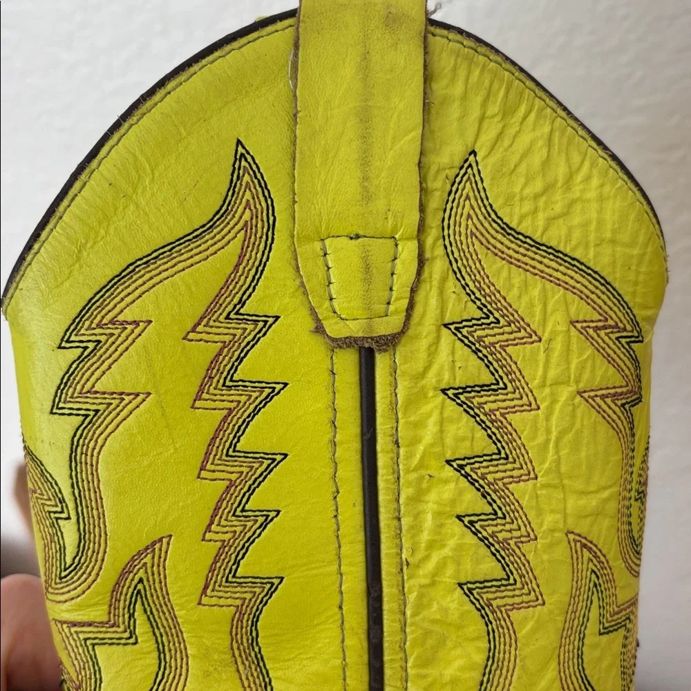 Old West Neon & Brown Leather Cowboy Boots